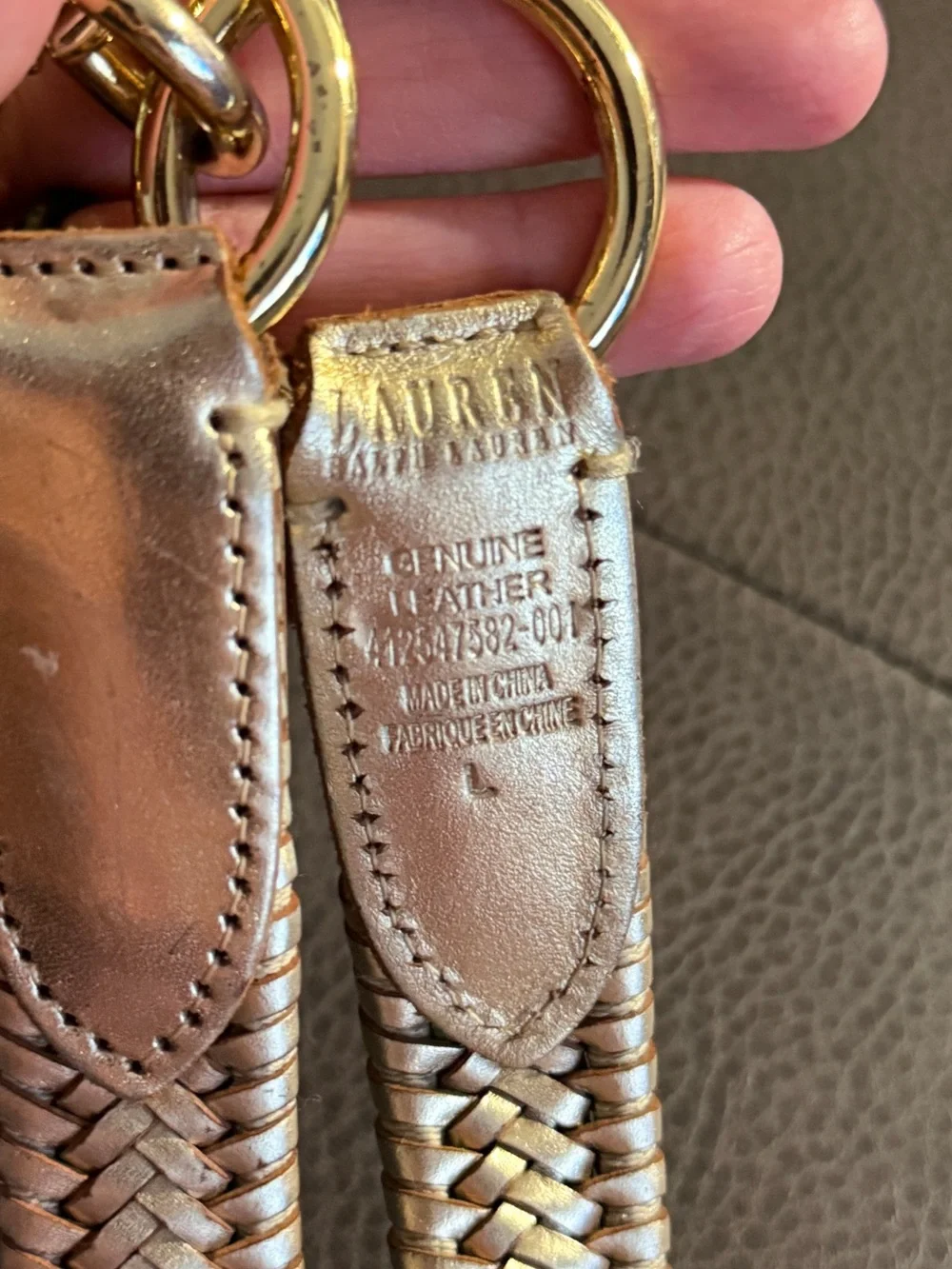 Ralph Lauren Gold-Tone Toggle Charm with Brown Leather Strap